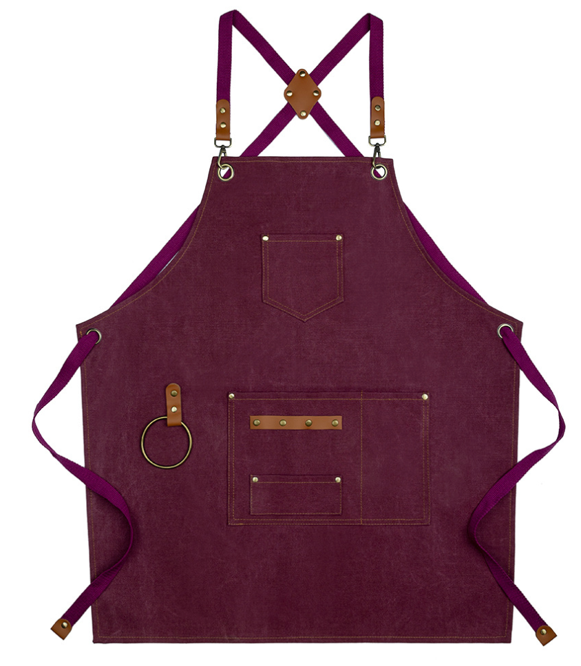 Heavy-Duty Apron with Adjustable Cross-Back Straps and Multiple Pockets – Durable Canvas with Leather Accents