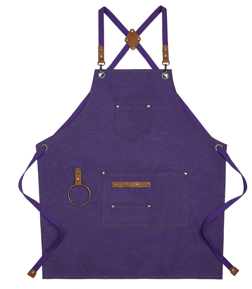 Heavy-Duty Apron with Adjustable Cross-Back Straps and Multiple Pockets – Durable Canvas with Leather Accents