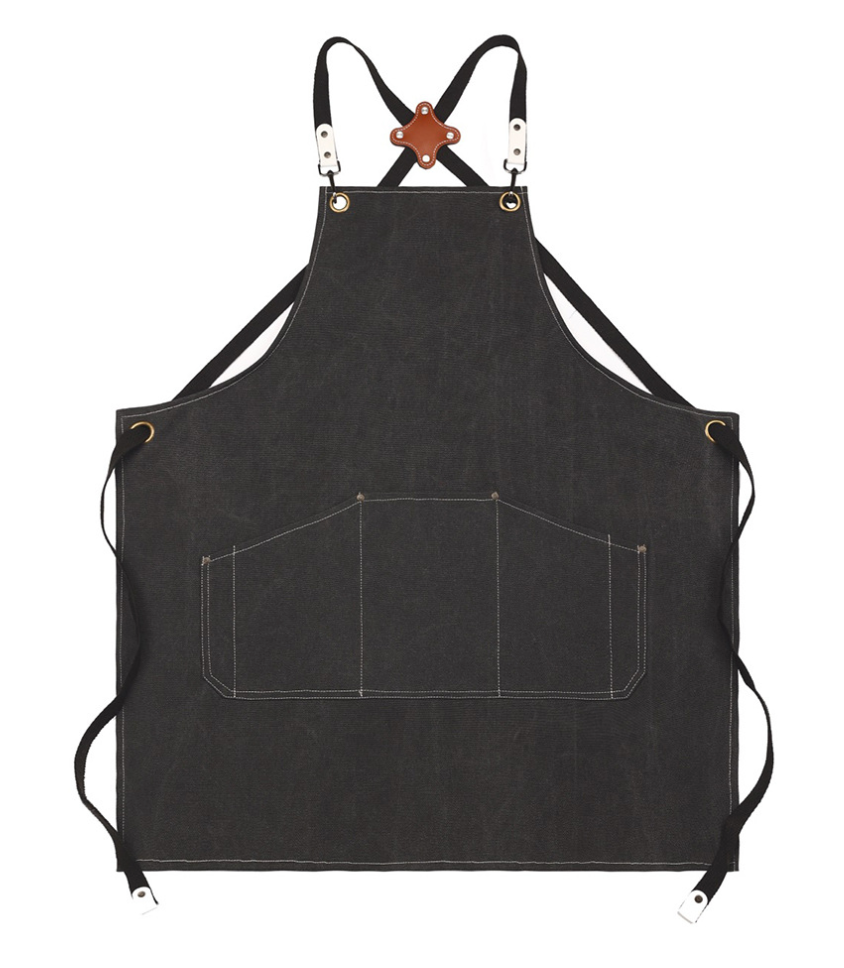 Canvas Utility Apron with Adjustable Cross-Back Straps and Large Storage Pocket – Durable Workwear for Chefs, Craftsmen, and DIY Enthusiasts