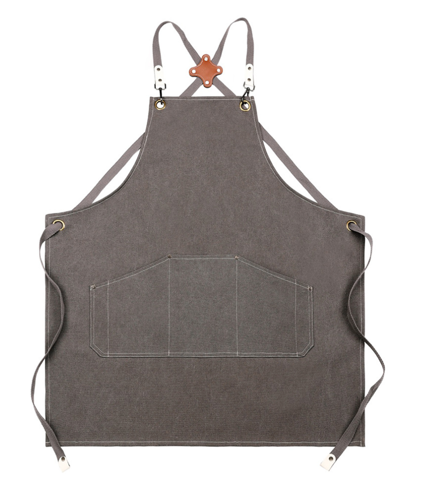 Canvas Utility Apron with Adjustable Cross-Back Straps and Large Storage Pocket – Durable Workwear for Chefs, Craftsmen, and DIY Enthusiasts