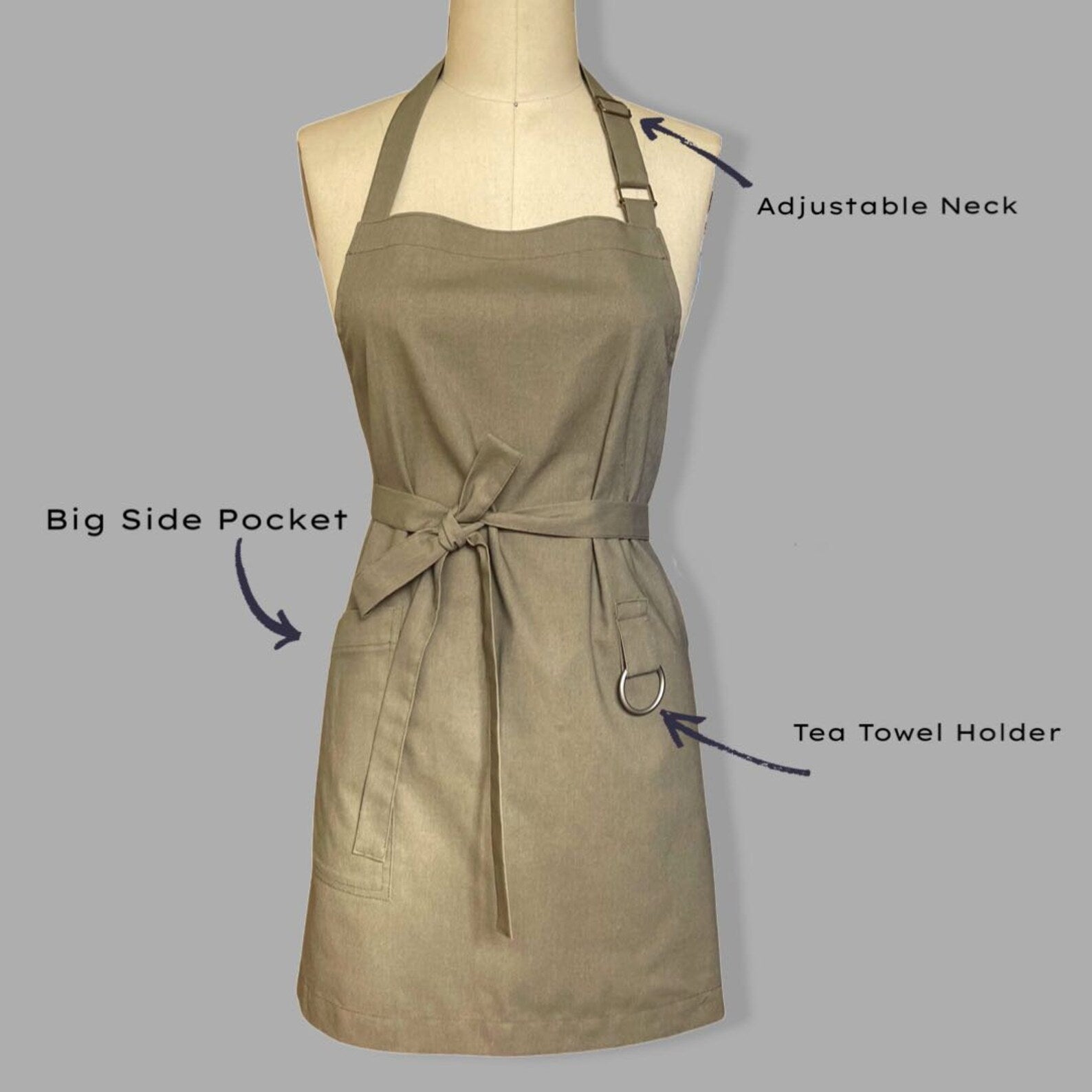 Tea Towel Holder Apron | Apron with Side Pocket | Aprons and More